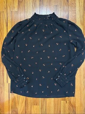 Madewell Smocked Neck Long-Sleeve Floral Blouse